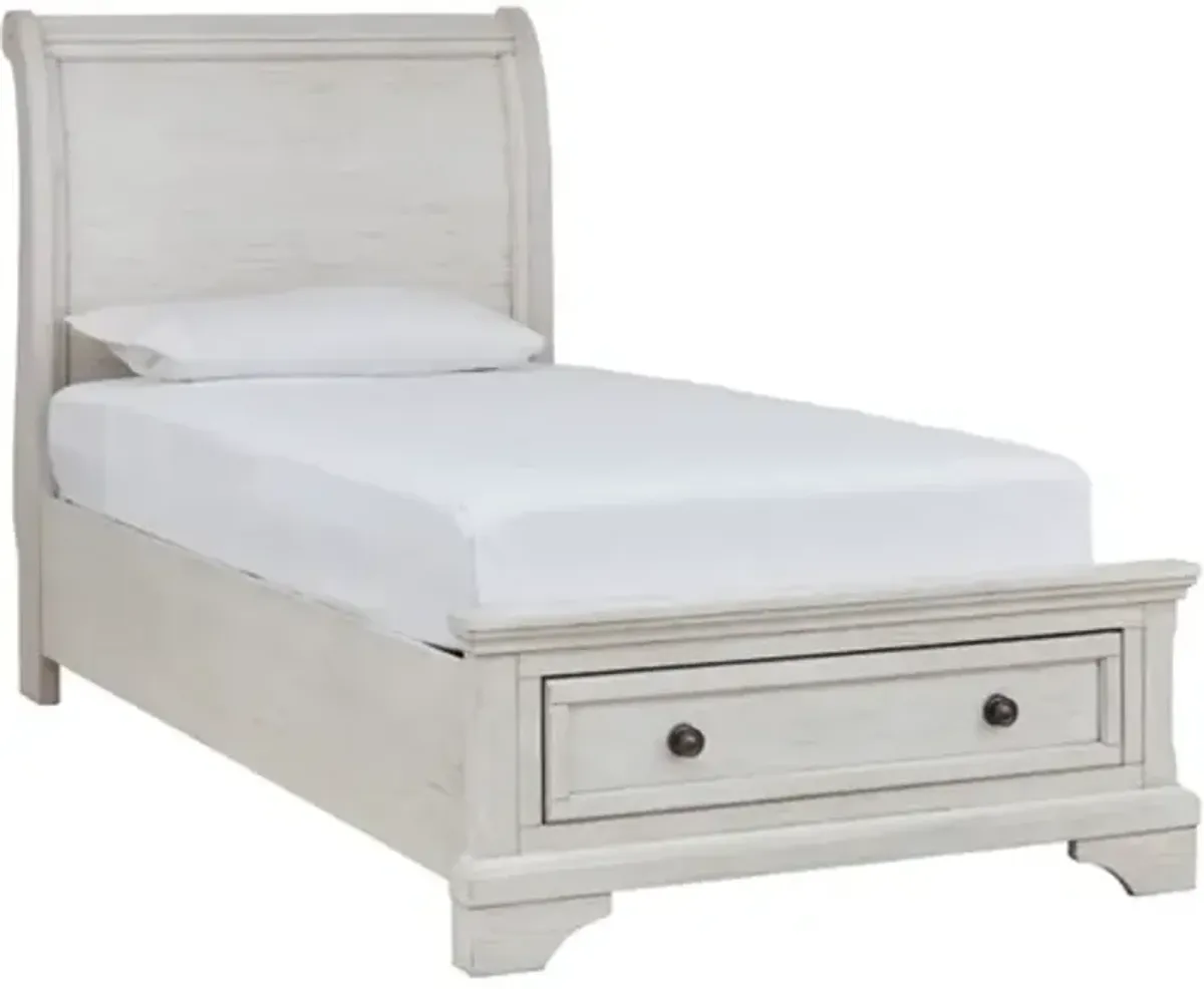 Signature Design by AshleyÂ® Robbinsdale 4-Piece Antique White Twin Sleigh Storage Bed Set