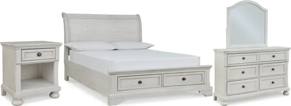 Signature Design by AshleyÂ® Robbinsdale 4-Piece Antique White Full Sleigh Storage Bed Set