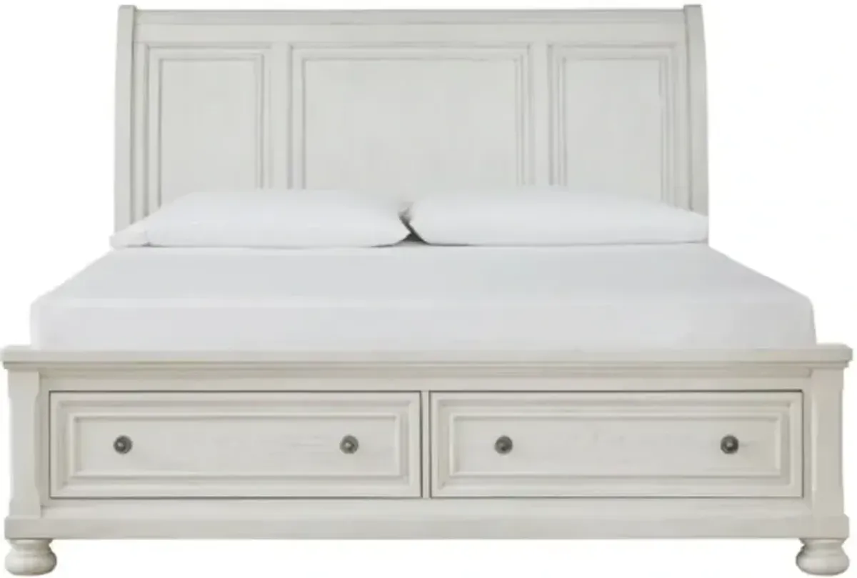 Signature Design by AshleyÂ® Robbinsdale Antique White Queen Sleigh Storage Bed