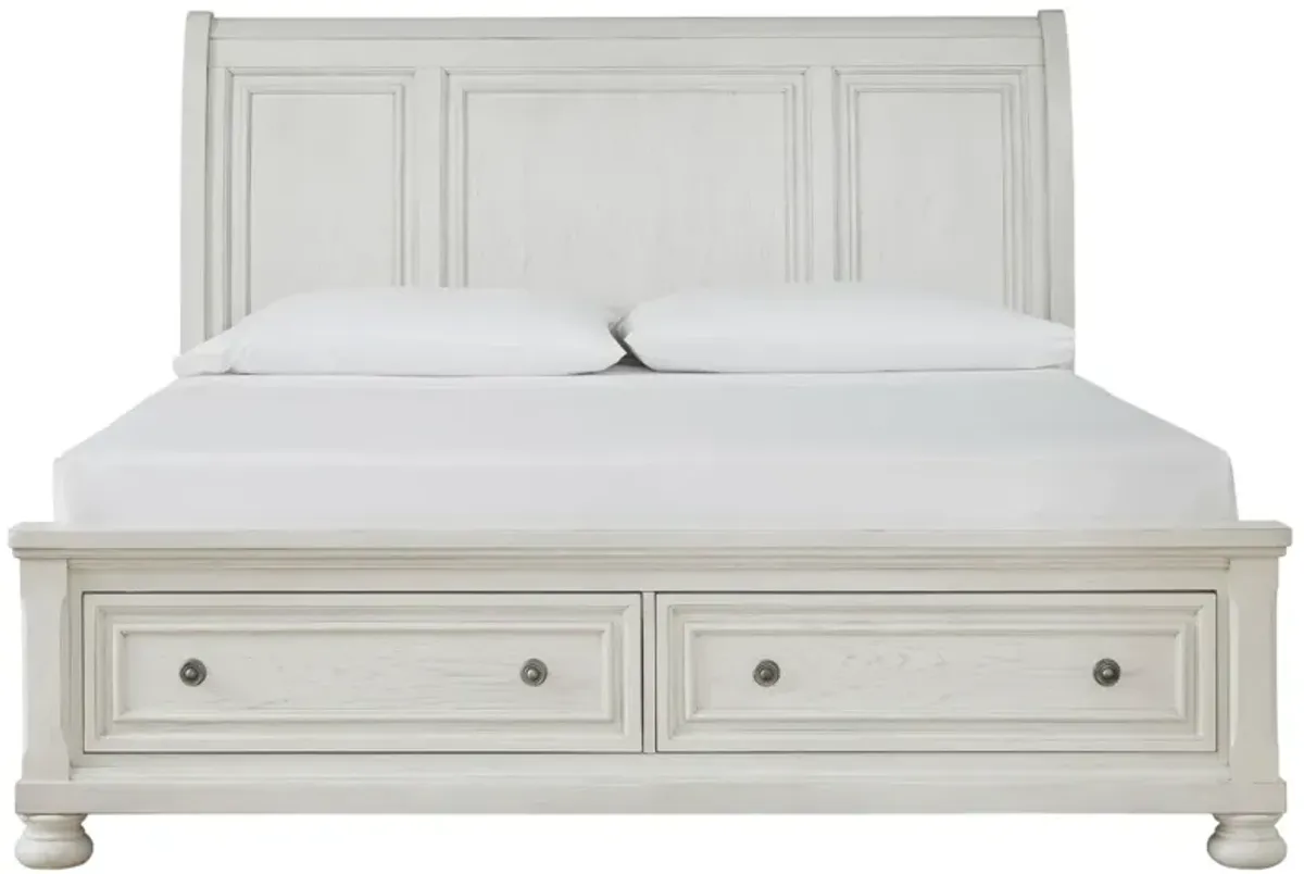 Signature Design by AshleyÂ® Robbinsdale Antique White King Sleigh Storage Bed