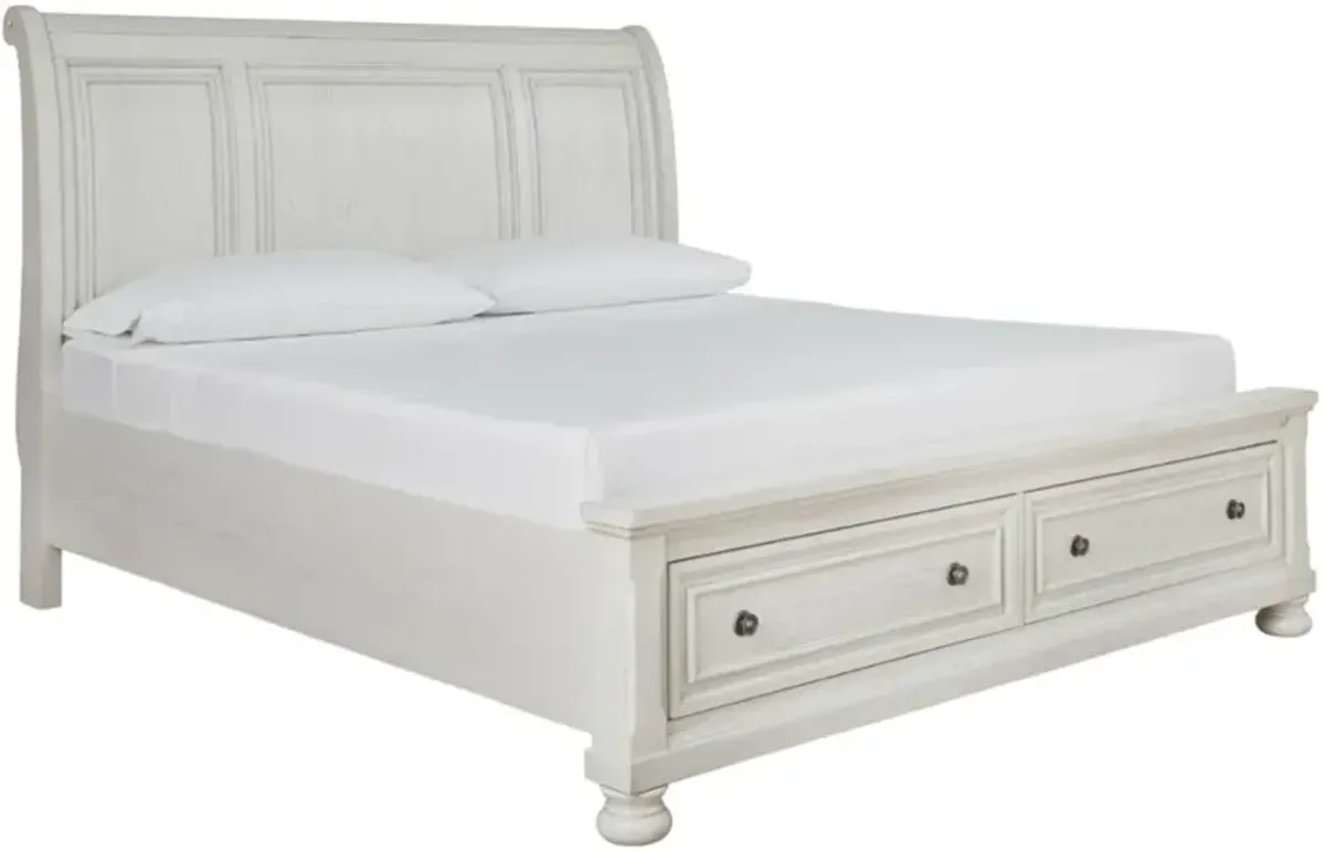 Signature Design by AshleyÂ® Robbinsdale Antique White King Storage Sleigh Bed