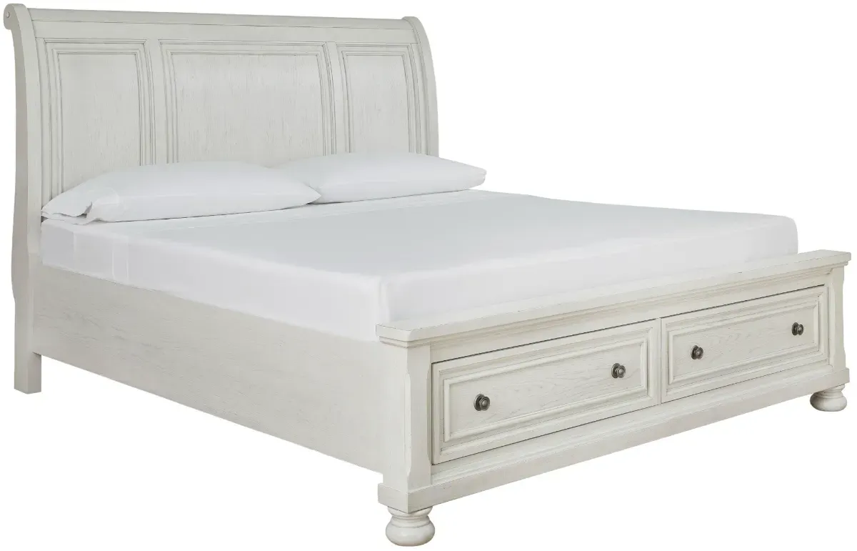 Signature Design by AshleyÂ® Robbinsdale Antique White King Sleigh Storage Bed