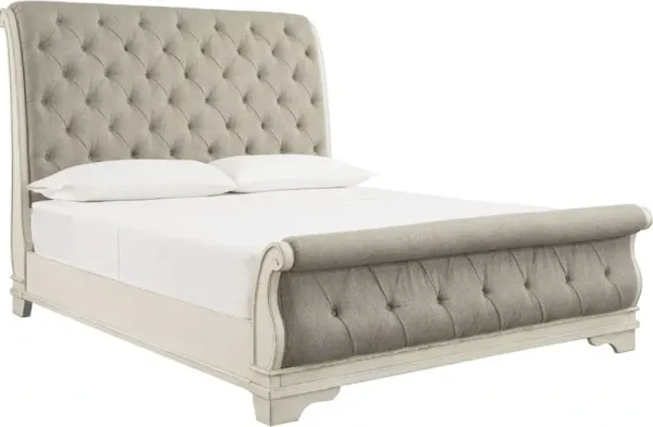 Signature Design by AshleyÂ® Realyn Chipped White/Gray King Sleigh Bed