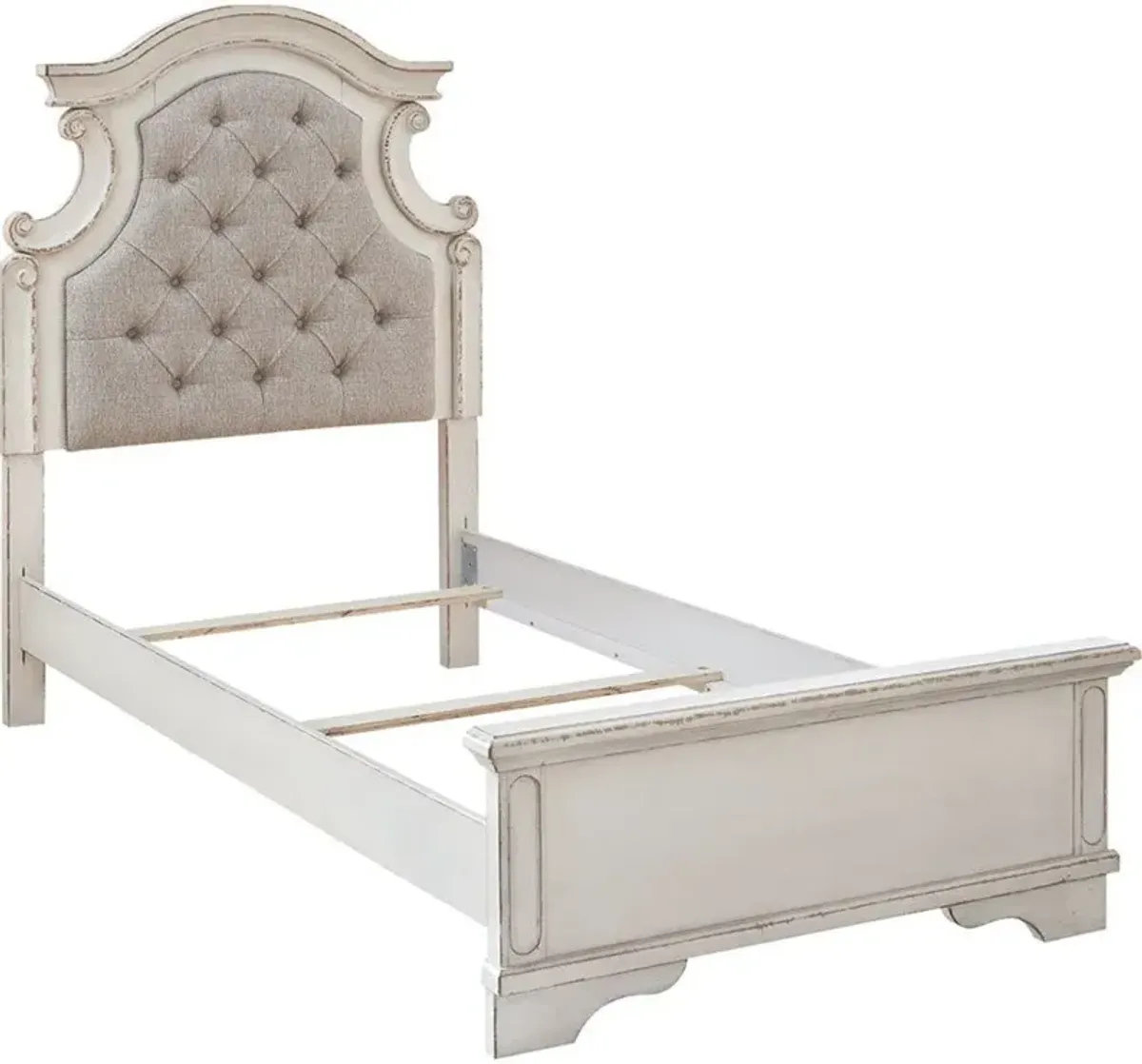 Signature Design by AshleyÂ® Realyn Chipped White Twin Upholstered Panel Bed