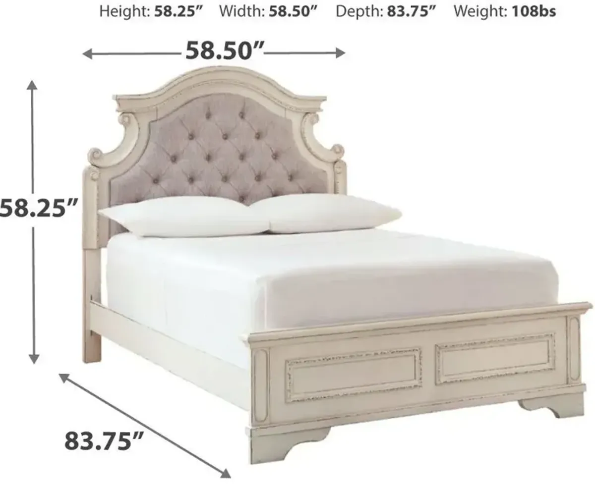 Signature Design by AshleyÂ® Realyn Chipped White Full Upholstered Panel Bed