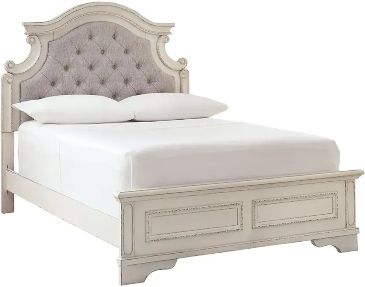 Signature Design by AshleyÂ® Realyn Chipped White Full Upholstered Panel Bed