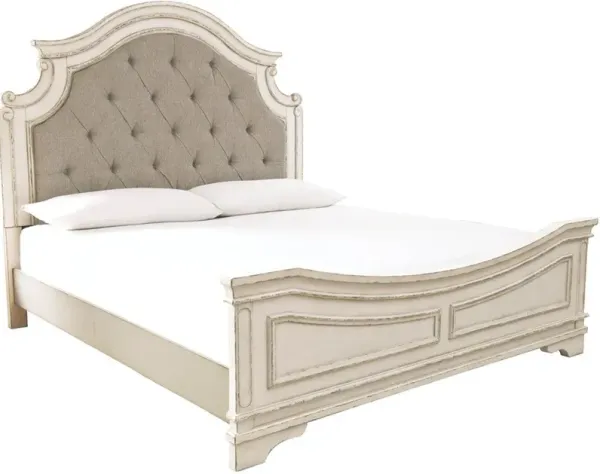 Signature Design by AshleyÂ® Realyn Chipped White Queen Upholstered Panel Bed