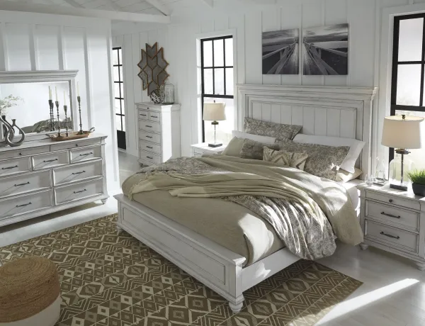 BenchcraftÂ® Kanwyn 3-Piece Whitewash Queen Bedroom Set