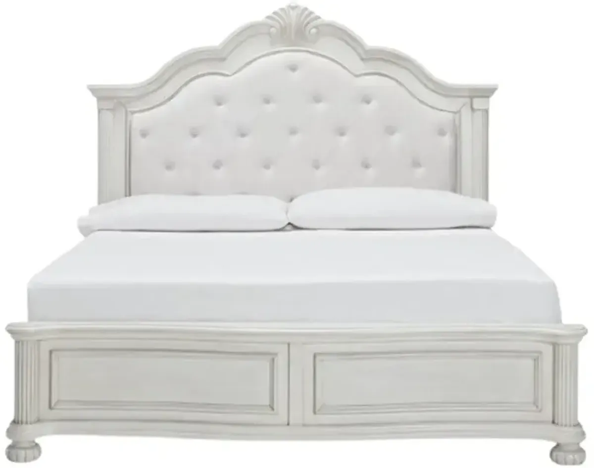 BenchcraftÂ® Montelaine Antique White King Upholstered Panel Bed