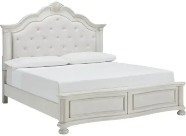 BenchcraftÂ® Montelaine Antique White King Upholstered Panel Bed