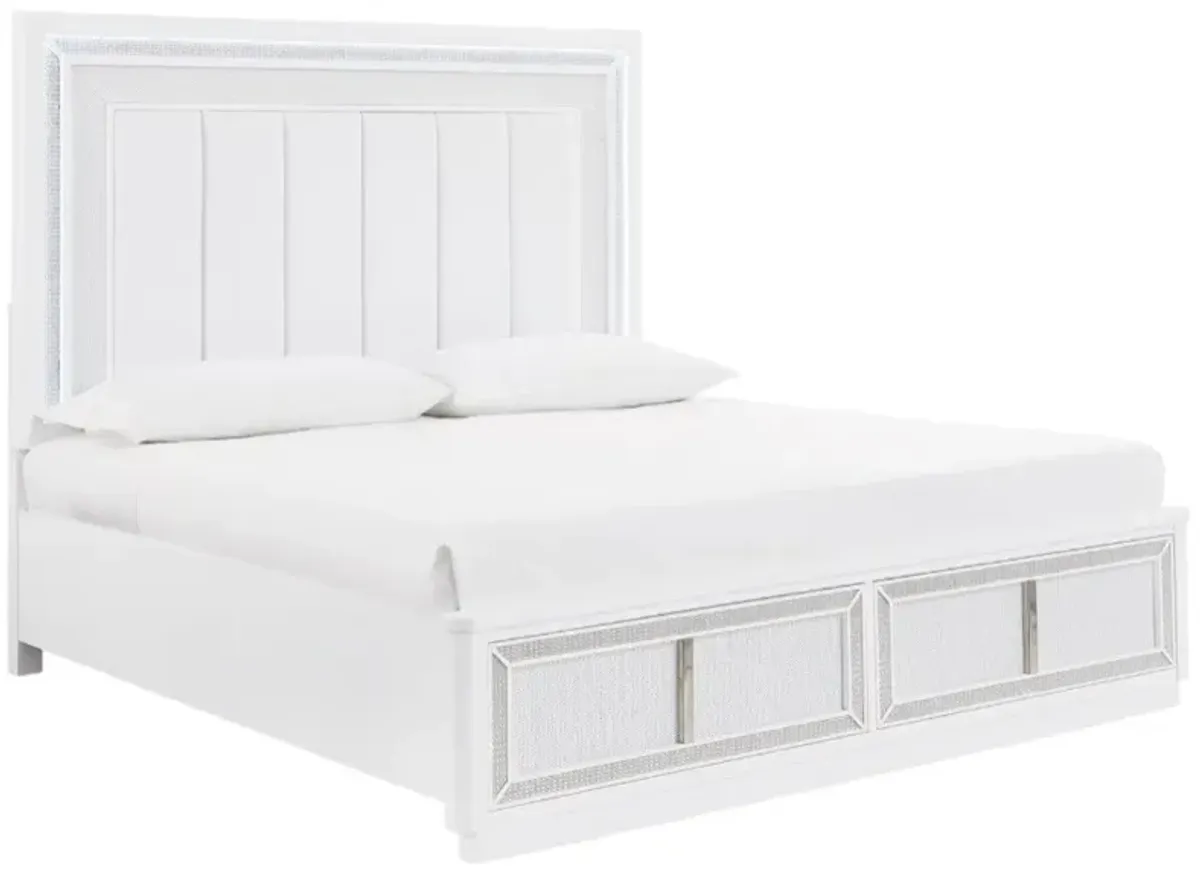 Signature Design by AshleyÂ® Chalanna White Queen Upholstered Storage Panel Bed