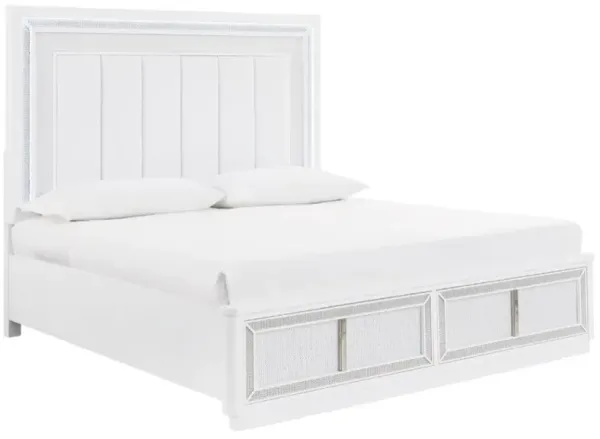 Signature Design by AshleyÂ® Chalanna White Lacquer Queen Upholstered Storage Panel Bed