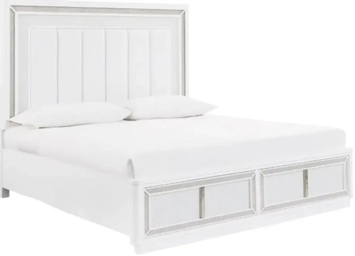 Signature Design by AshleyÂ® Chalanna White King Upholstered Panel Storage Bed