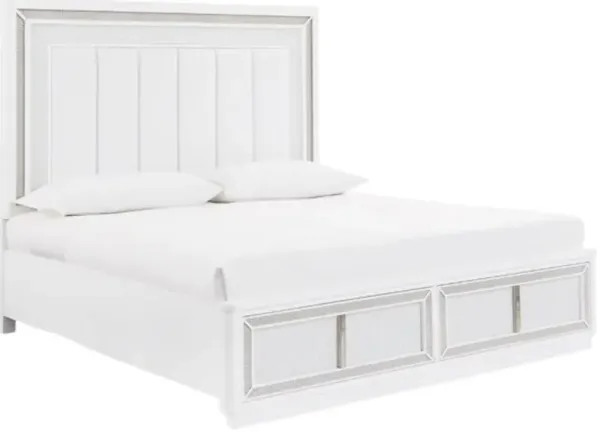 Signature Design by AshleyÂ® Chalanna White King Upholstered Panel Storage Bed