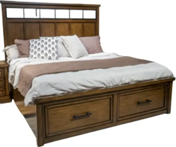 Signature Design by AshleyÂ® Taffenbrook Medium Brown Queen Storage Panel Bed