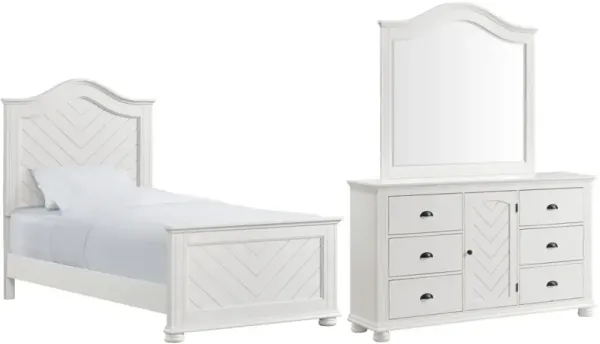 Elements International Kona 3-Piece White Full Bedroom Set
