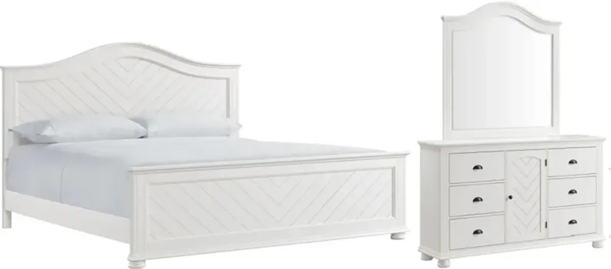 Elements International Kona 3-Piece White King Bed Set