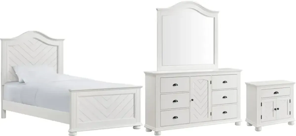 Elements International Kona 4-Piece White Twin Bedroom Set