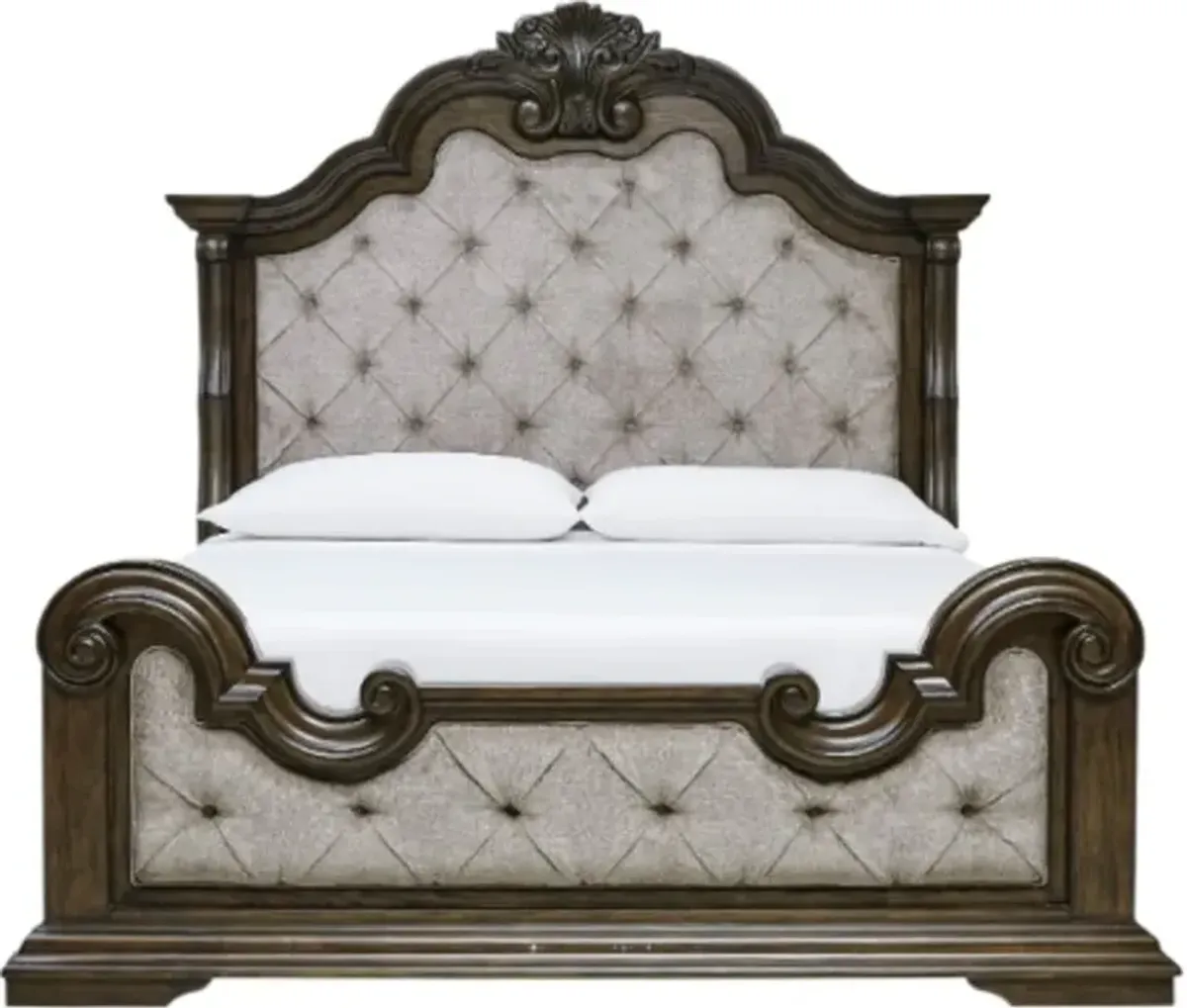 Signature Design by AshleyÂ® Maylee Dark Brown Upholstered Queen Panel Bed
