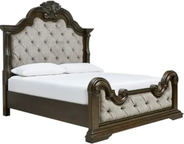 Signature Design by AshleyÂ® Maylee Dark Brown Upholstered Queen Panel Bed