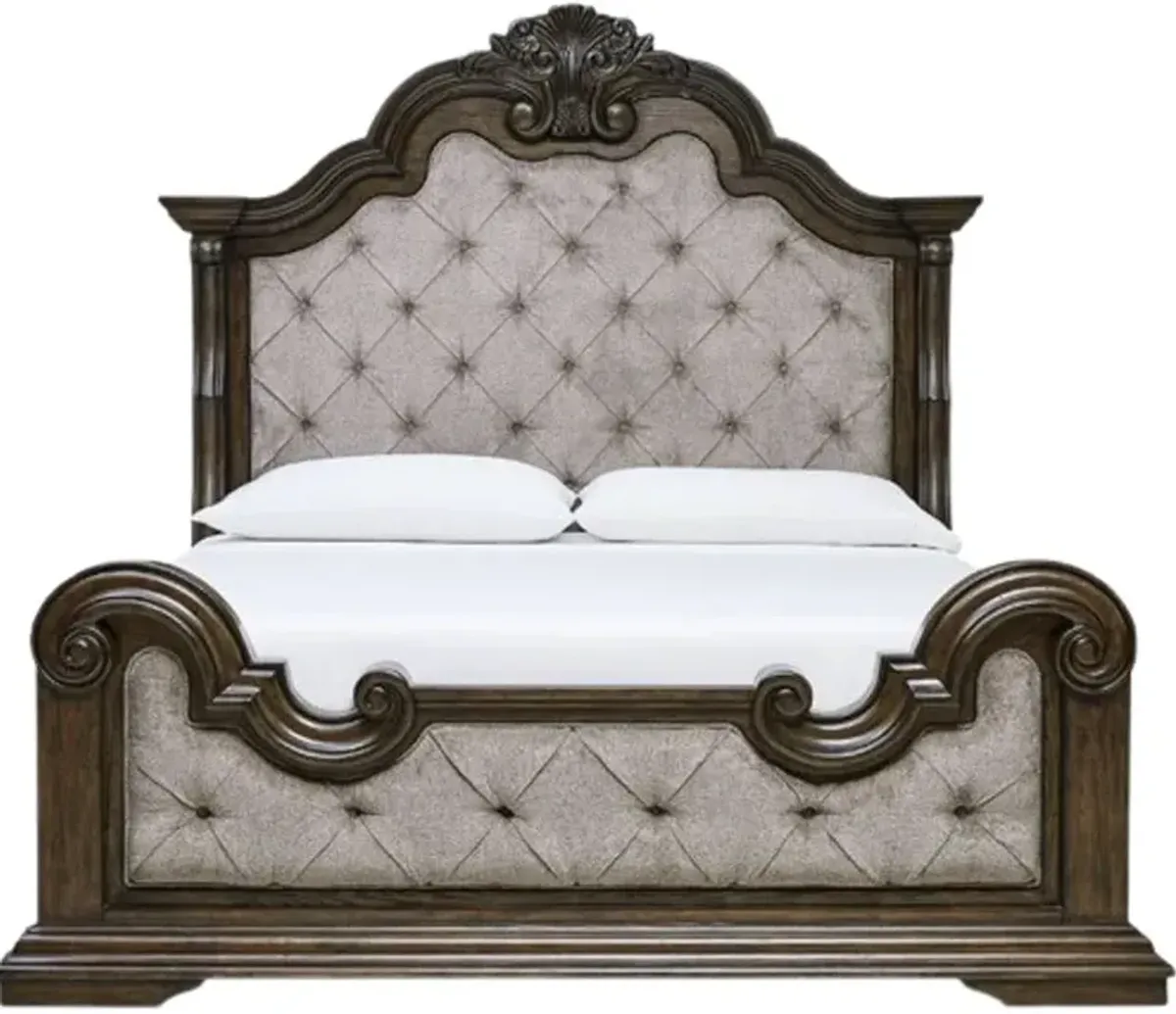 Signature Design by AshleyÂ® Maylee Beige/Dark Brown Upholstered King Panel Bed