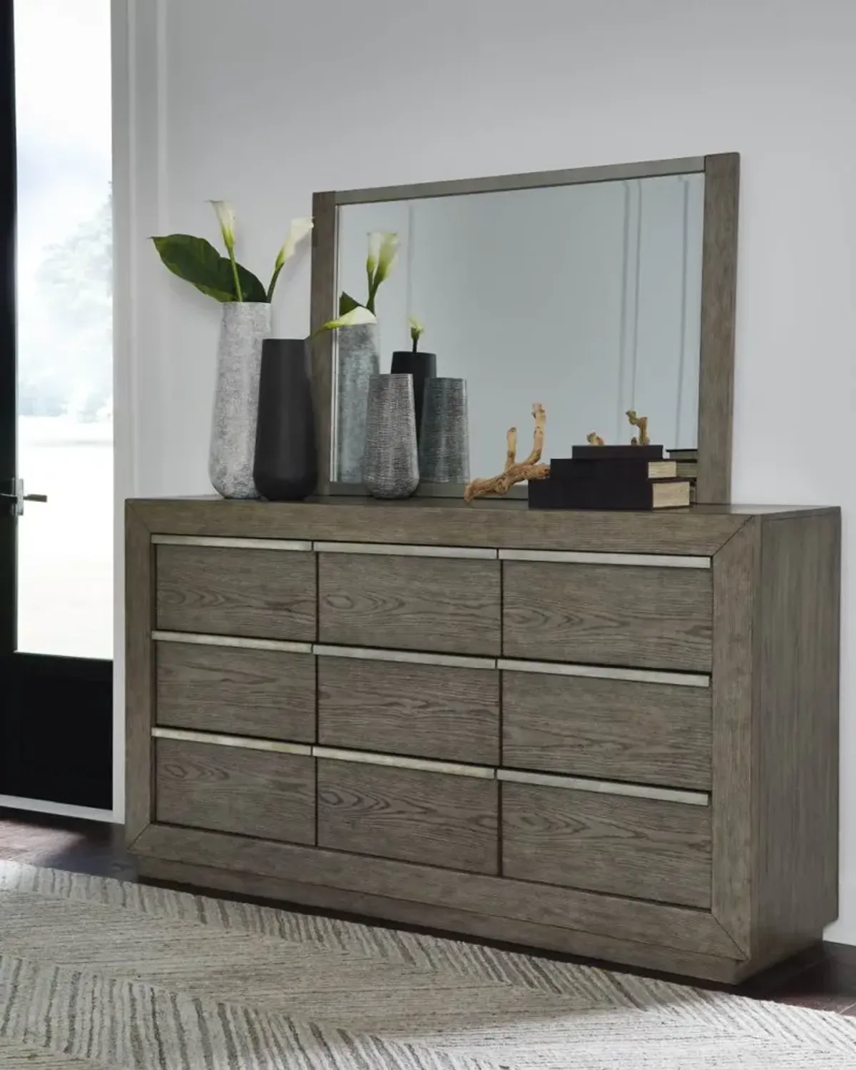 BenchcraftÂ® Anibecca Weathered Gray Bedroom Mirror