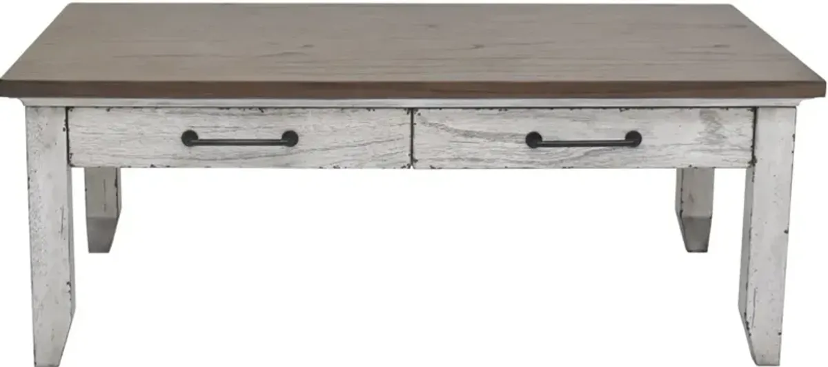 Steve Silver Co. Bear Creek Honey Smoke Cocktail Table with White Base