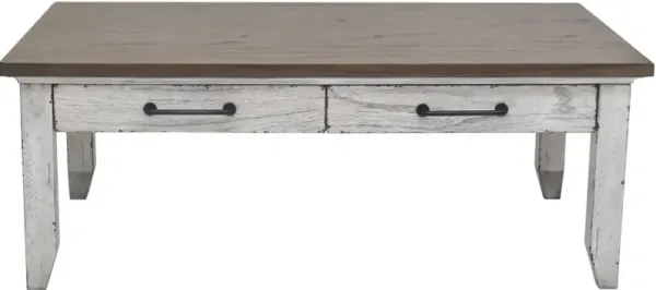 Steve Silver Co. Bear Creek Honey Smoke Cocktail Table with White Base