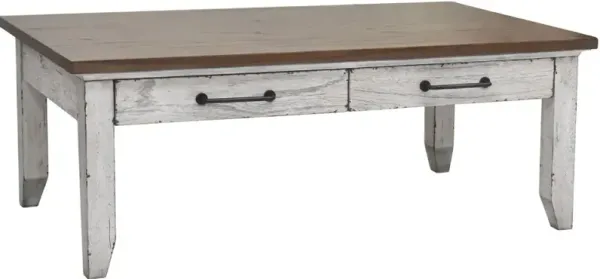 Steve Silver Co. Bear Creek Honey Smoke Cocktail Table with White Base