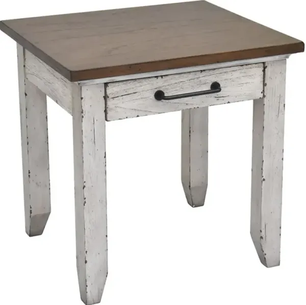 Steve Silver Co. Bear Creek Honey Smoke End Table with White Base