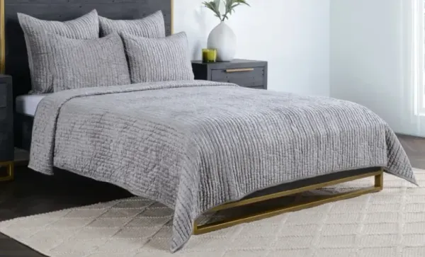 Classic Home Bari 4-Piece Gray Queen Quilt Set
