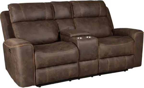 Behold Home Telluride Chocolate Manual Reclining Console Loveseat