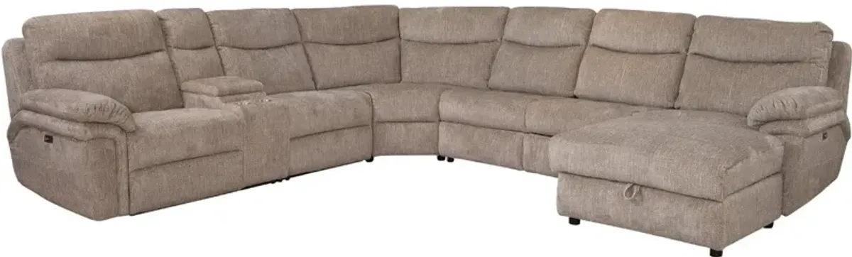 Behold Home Waverly 6-Piece Driftwood Power Reclining Sectional and Chaise