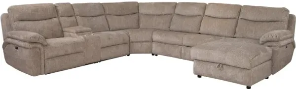 Behold Home Waverly 6-Piece Driftwood Power Reclining Sectional and Chaise