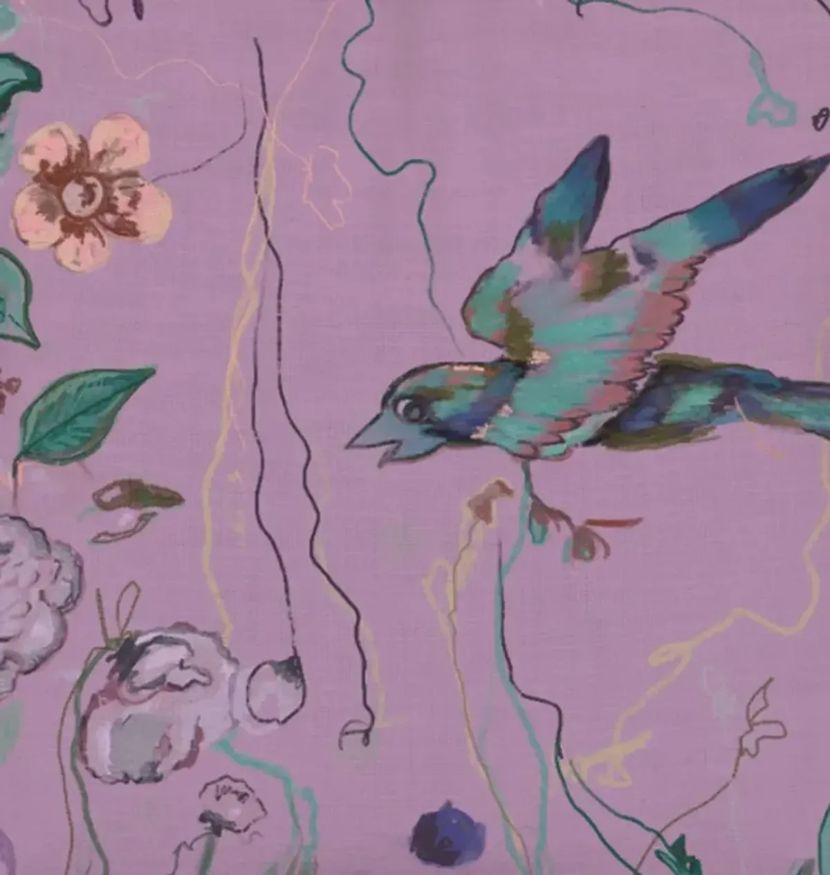 Windy O'Connor Birds of a Feather Purple Toss Pillow