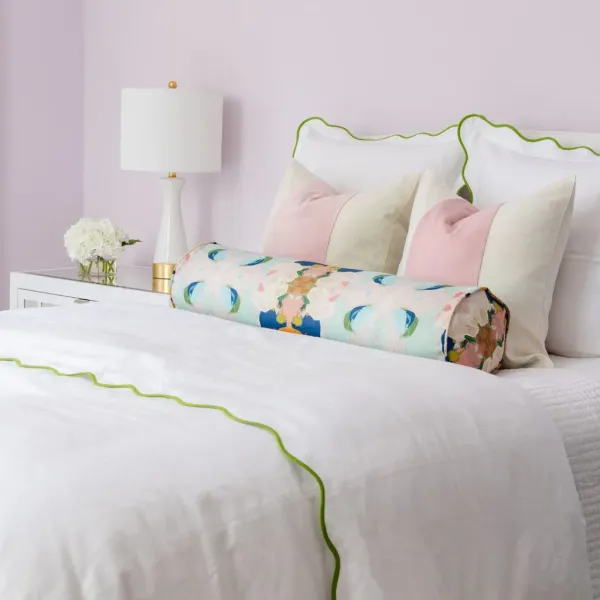 Laura Park Designs Green/White Cotton Scalloped Full/Queen Duvet Cover