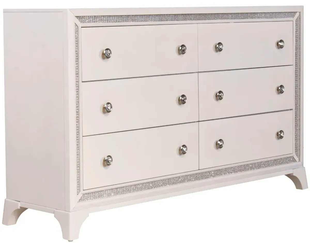 Steve Silver Co. Cassie Illuminating Glam Shimmering Pearl Dresser