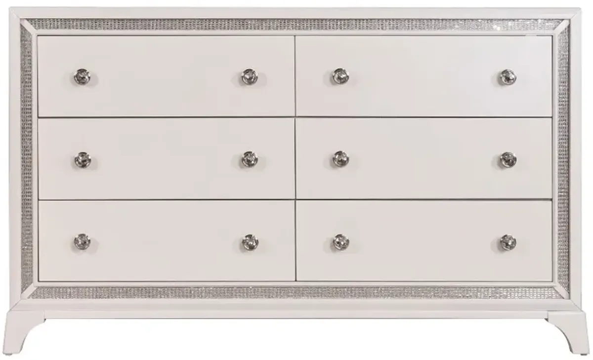 Steve Silver Co. Cassie Illuminating Glam Shimmering Pearl Dresser