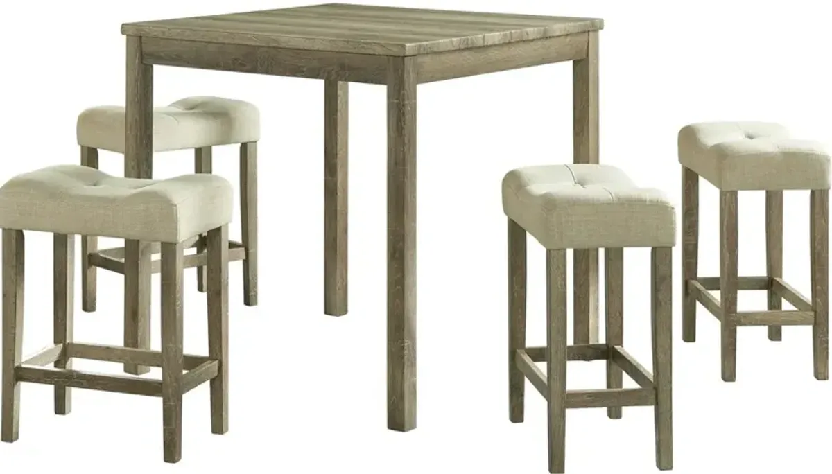 Elements International Oak Lawn 5-Piece Counter Dining Set
