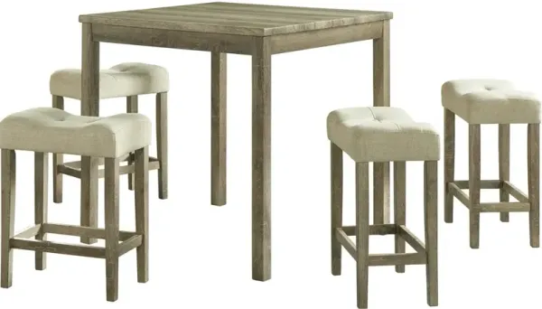 Elements International Oak Lawn 5-Piece Counter Dining Set