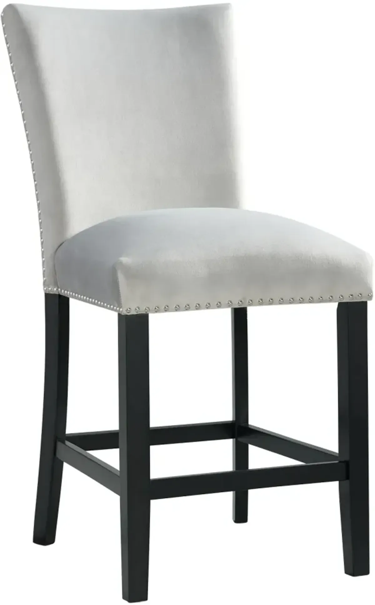 Elements International Francesca Gray Velvet Counter Height Chair