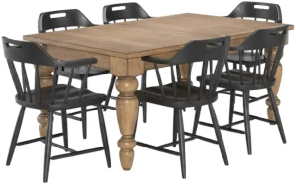 Legacy Classic Vintage Market 7-Piece Barnwood Oak/Kettle Black Dining Set