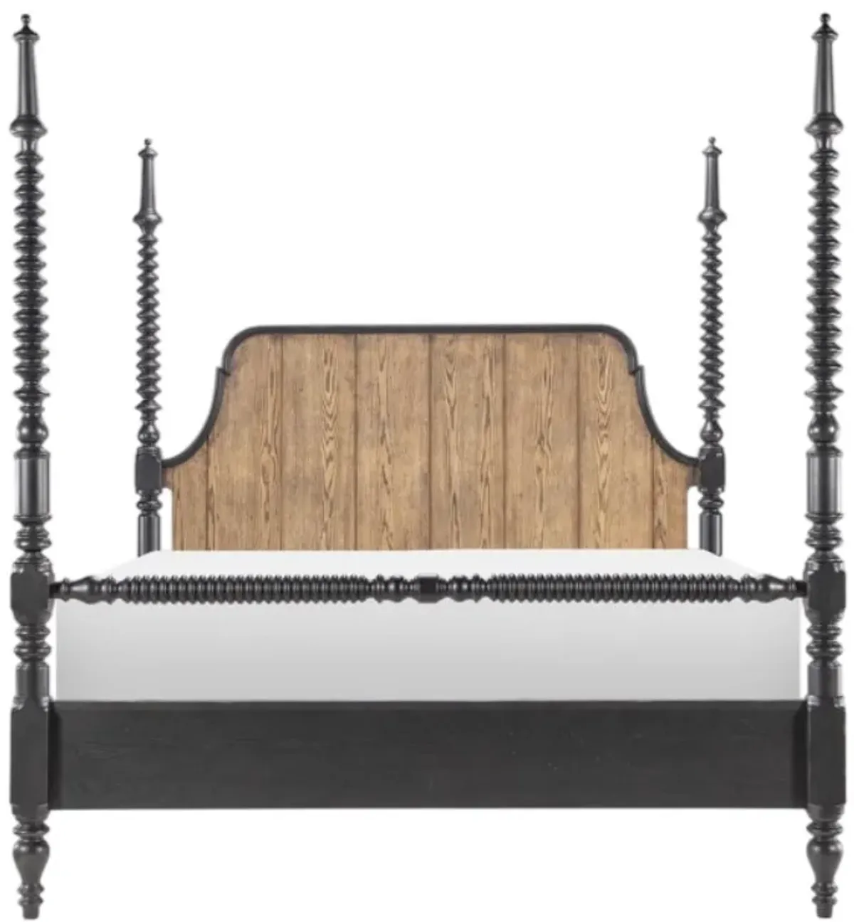 Legacy Classic Vintage Market Barnwood Oak/Kettle Black Queen Poster Bed