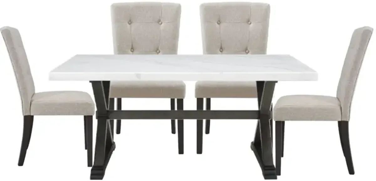 Elements International Lexi 5-Piece Taupe/White Rectangular Dining Set
