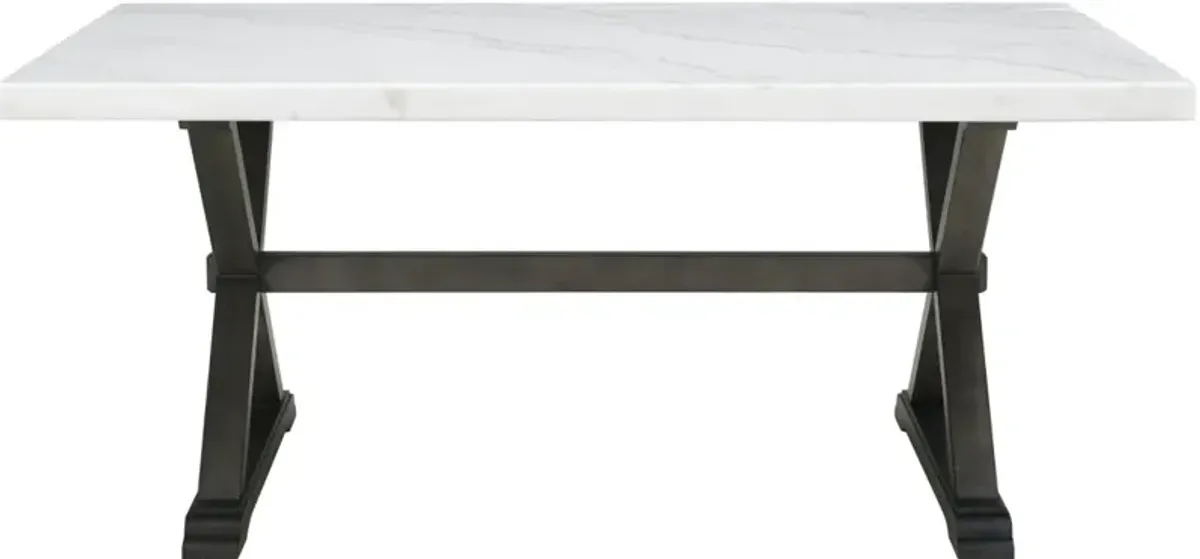 Elements International Lexi Espresso Dining Table with Natural White Marble Top
