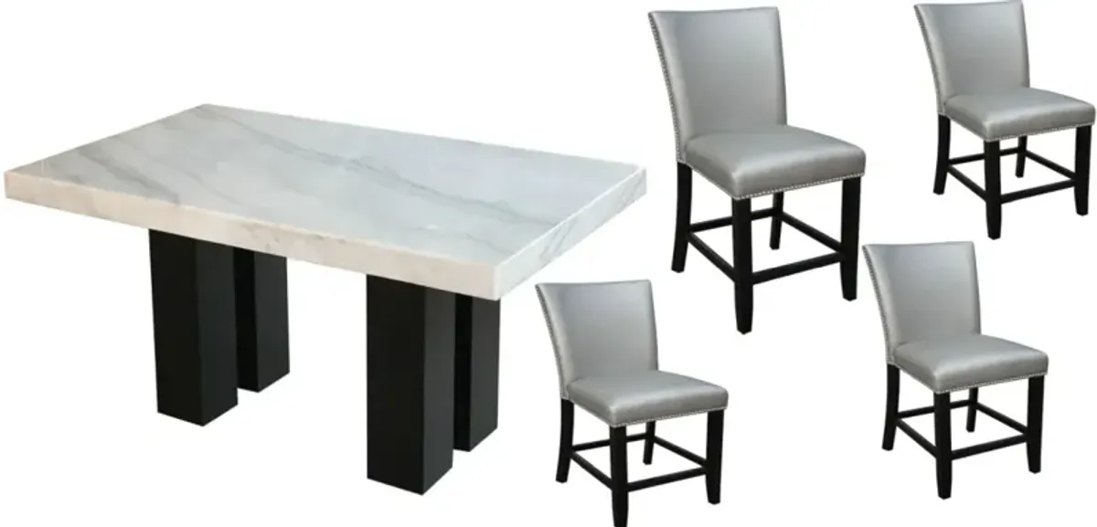 Steve Silver Co.Â® Camila 5-piece White Marble Top Counter Table Set