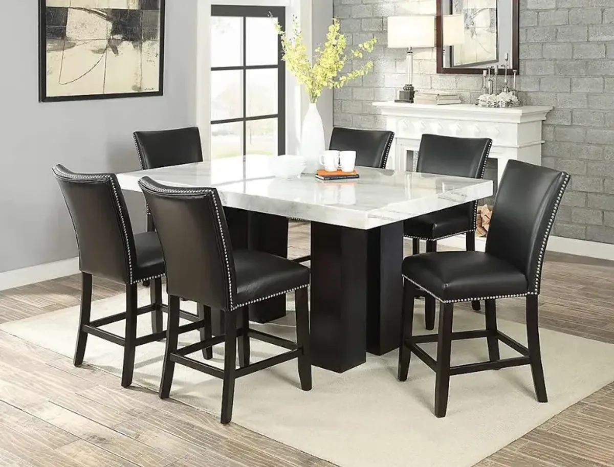 Steve Silver Co. Camila 7-Piece Square Marble Top Counter Height Dining Set