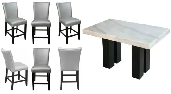 Steve Silver Co.Â® Camila 7-Piece White Marble Top Counter Table Set