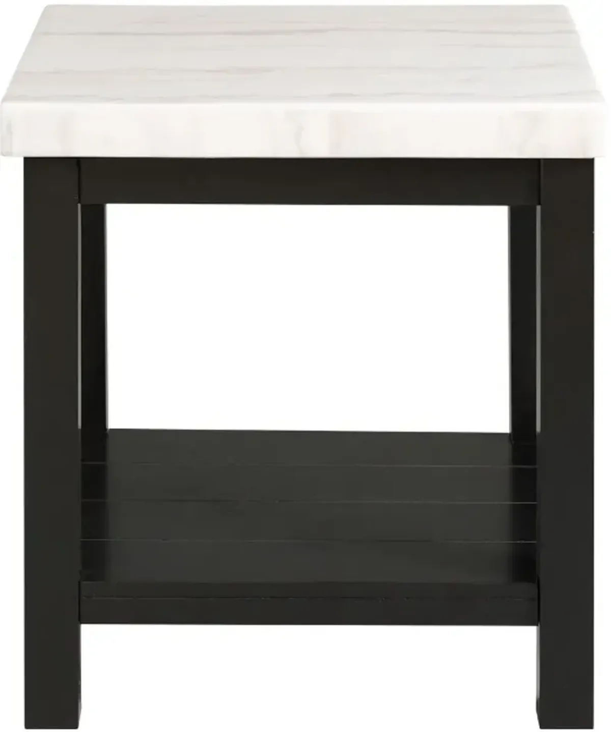Elements International Marcello White Marble Top End Table with Black Base
