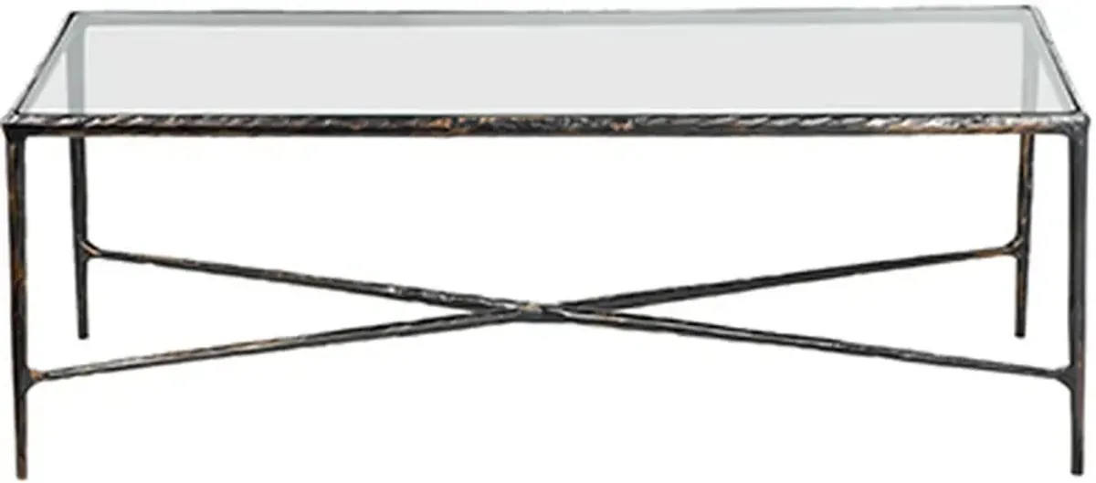 LR Home Glass Top Coffee Table with Bronze Base
